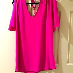 Hot pink loose fitting dress, size medium, open shoulder
